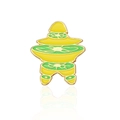 Enamel brooch with yellow and green pagoda architecture design and gold metal trim - Chinese Tower Style (CC281)
