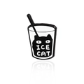 Lustige schwarz-weiße Emaille-Anstecknadel mit Katze im ICE CAT Getränkebecher - Eis Katze Stil (CC1926)