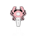 Creative Cancer zodiac enamel pin featuring a cute figure with a pink crab headpiece - Cancer (CC2021)
