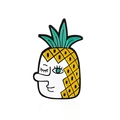 Creative cartoon pineapple brooch with funny face design and green leaf detail - Pineapple Expression Face (CC1112)