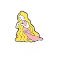 Cartoon enamel pin featuring a golden-haired girl in a pink dress, Rapunzel style badge - Virgo (CC2023)