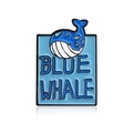 Cartoon blue whale enamel pin with blue whale lettering on a minimalist ocean tag - Blue Whale Shape (CC153)