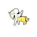 Creative enamel Sagittarius brooch featuring a white winged centaur archer design - Sagittarius (CC2026)