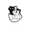 Lustiger Cartoon-Katzen in Kaffeetasse Emaille-Anstecknadel mit Cat Coffee Design - Katzen-Kaffee Stil (CC1927)