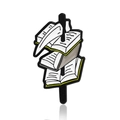 Épinglette créative en émail avec pile de livres blancs et détails jaunes stylés - Style Pile de Livres (CC406)