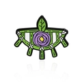 Creative enamel pin featuring a purple rose bloom within green bamboo stalks - Purple Rose and Green Bamboo Style (CC908)