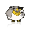 Épinglette en émail de pingouin pirate avec cape grise et détail de verre à vin - Style Pingouin Pirate Borgne (CC408)