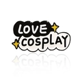 Broche en émail en forme de nuage avec texte LOVE COSPLAY et détails d'étoiles jaunes - Style de Lettre "LOVE COSPLAY" (CC409)
