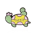 Spilla creativa in smalto a forma di tartaruga cactus con macchie rosa e scritte - Stile Tartaruga Cactus (CC313)
