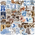 50 adesivi graffiti cowboy blu e marroni per chitarra, laptop e valigie decorazione DIY - Stile Cowboy Vintage Americano
