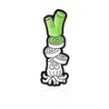 Creative green onion enamel pin with cute cartoon expression and black metal finish - Scallion Octopus Combo Style (CC028)