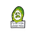 Funny enamel bitter melon pin with a sad face and My life is like a bitter melon text - Bitter Melon Life Quote Style (CC253)