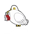 Épingle émaillée oiseau blanc buvant du jus rouge avec paille style bande dessinée - Style Boire du Jus (CC1482)