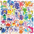Set di 50 adesivi colorati con animali impermeabili con nomi inglesi per decoro fai da te - 50 Fogli/Confezione