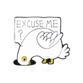 Épinglette en émail d'oie blanche rigolote avec une bulle de texte Excuse Me - Style Dialogue Excuse Me (CC1483)