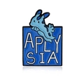 Enamel brooch with cute blue sea hare design and Aplysia text for ocean lovers - Aplysia Shape (CC155)