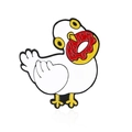 Pin's émaillé oiseau blanc avec casque audio mordant un donut au glaçage rouge - Style Manger du Donut (CC1489)