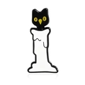 Emaille speld zwarte kat kaars met gele ogen en wit druppelend kaarsvet ontwerp - Zwarte Kat Kaars Stijl (CC322)