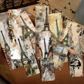 Vintage Paris bookmarks featuring Eiffel Tower and retro café designs for DIY scrapbooking - French Retro - Paris Series