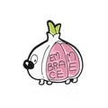 Cute garlic hedgehog enamel pin with Embrace Me text and polished white finish - Embrace Me Garlic Style (CC1844)