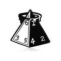 Spilla smaltata a piramide astratta con design a numeri da uno a sei bianco e nero - Stile Piramide Numerica (CC107)