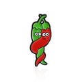 Broche piment de dessin animé avec poivrons rouges et verts émaillés entrelacés - Style Piment Rouge et Vert Enlacés (CC224)
