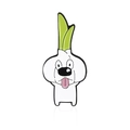 Creative cartoon garlic puppy enamel pin with green sprouts on a white background - Tongue Garlic Dog Style (CC1845)