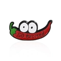 Broche piment rouge en émail avec grands yeux et texte So Excited artistique - Style Piment à Gros Yeux So Excited (CC226)