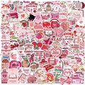 Set di 100 adesivi rosa a tema libri per decorazioni fai-da-te su laptop e chitarre - Stile a Tema Lettura Rosa
