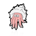 Pin de esmalte pulpo rosa con sombrero de concha blanca y diseño de dibujos animados - Criatura de Concha con Globo Ocular (CC1407)