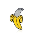 Creative enamel pin featuring a grey dolphin emerging from a yellow banana peel - Banana Dolphin (CC772)