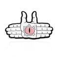 Fashionable enamel hand gesture pin with eye palm design in black and pink - Palm Eye Gesture (CC1410)