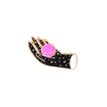 Enamel pin with black hand holding a pink planet with golden stars and rings - Hand Holding Galaxy (CC625)