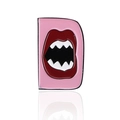 Pink enamel letter D pin badge with cartoon mouth design and glossy polished finish - Cc1732