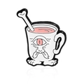 Creative monster mug enamel pin with one eye, mustache and bone stirrer on white base - One-eyed Monster Coffee Cup (CC1412)