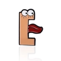 Creative cartoon letter E enamel pin brooch with funny face and long red tongue - CC1733