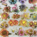 Elegant floral PET stickers with gold foil accents featuring artistic botanical patterns - Gold Foil Floral