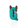 Cartoon enamel pin featuring a green monster character shaped like the letter G - CC1735