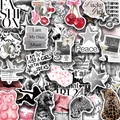 Set di 50 adesivi graffiti Silver Lucky Girl impermeabili per laptop e chitarre - Argento Rosa