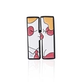 Enamel H-shaped brooch with couple kissing illustration and creative letter design - Cc1736