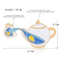 Creative blue teapot and cup enamel pin with little fish details in zinc alloy - Teapot Pouring Tea (CC021)