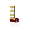 Creative enamel brooch featuring striped socks and iconic red shoes on white background - CC1740