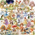 Set di adesivi principessa della foresta con fiori, animali e funghi per il journaling - Serie Principessa Trasparente
