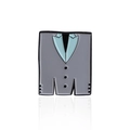 Creative alphabet enamel pin letter M styled as a grey suit with light blue lapels - Cc1741