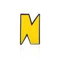 Cartoon creative enamel pin in yellow letter N shape with sleek black metal outline - CC1742