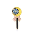 Lollipop enamel pin with yellow crescent moon, blue star, and pink bow variant - Moon Magic Wand (CC075)