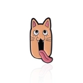 Funny cartoon cat enamel pin in orange with a long tongue for bags and clothes - Cc1745