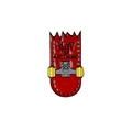 Red broken skateboard enamel pin featuring I'M NOT SORRY FOR ANYTHING text - Broken Skateboard (CC228)