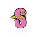 Cartoon pink letter S enamel pin with yellow wings monster design for accessories - Cc1747