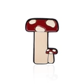 Creative enamel letter T brooch with red mushroom pattern and metallic finish - Cc1748